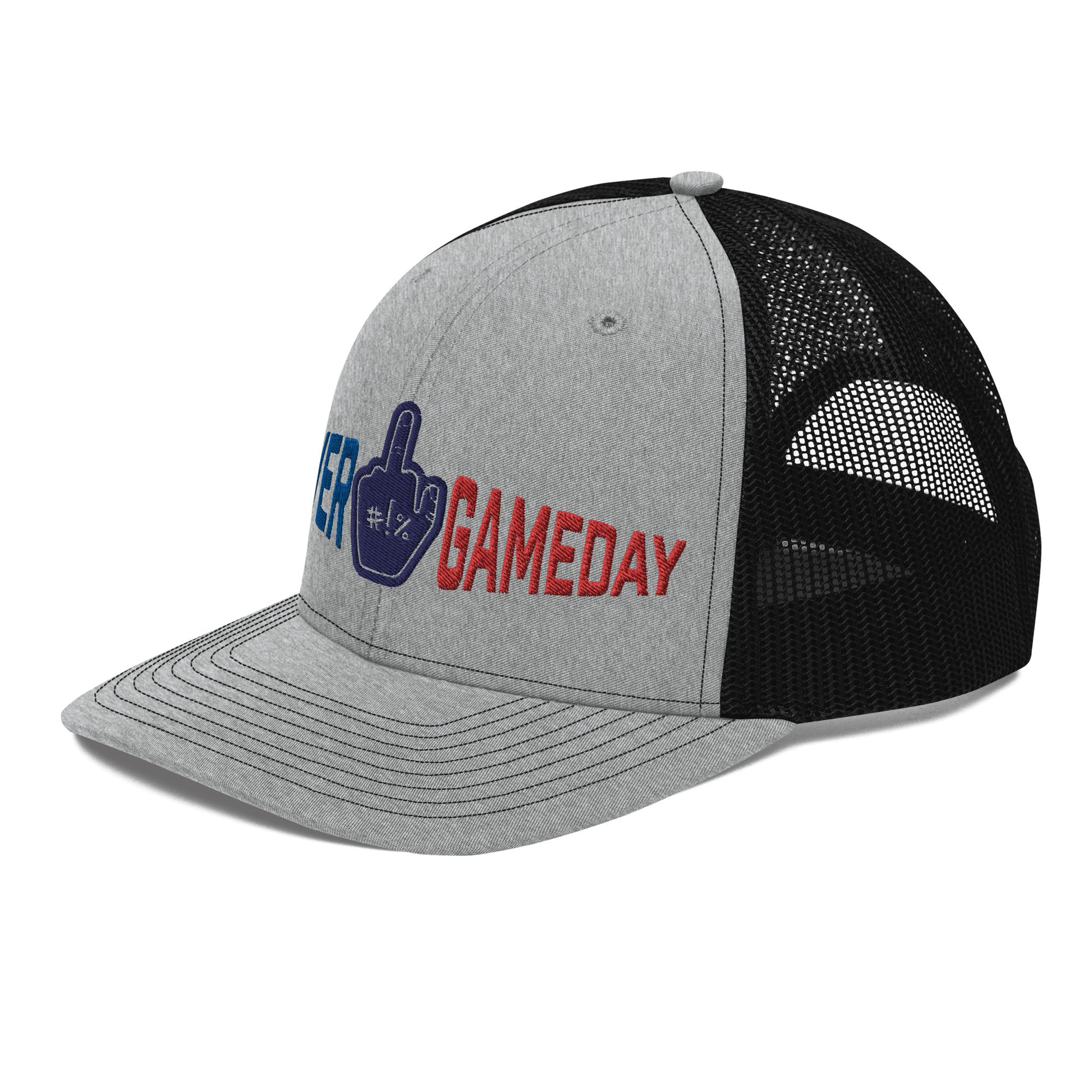 A Funny College Gameday hat with the Forever Game Day foam middle finger logo. Forever Game Day is a college football t-shirt store