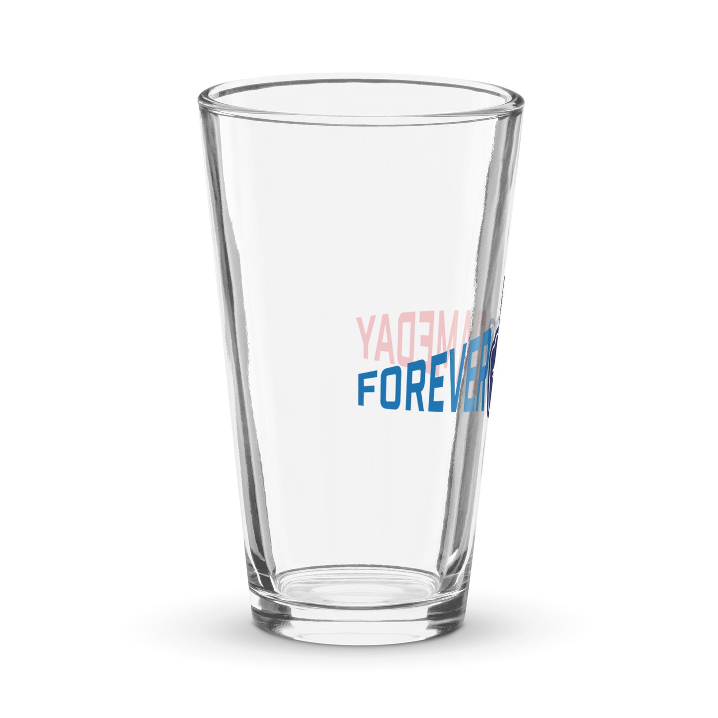 A Funny College Gameday pint glass with the Forever Game Day foam middle finger logo. Forever Game Day is a college football t-shirt store