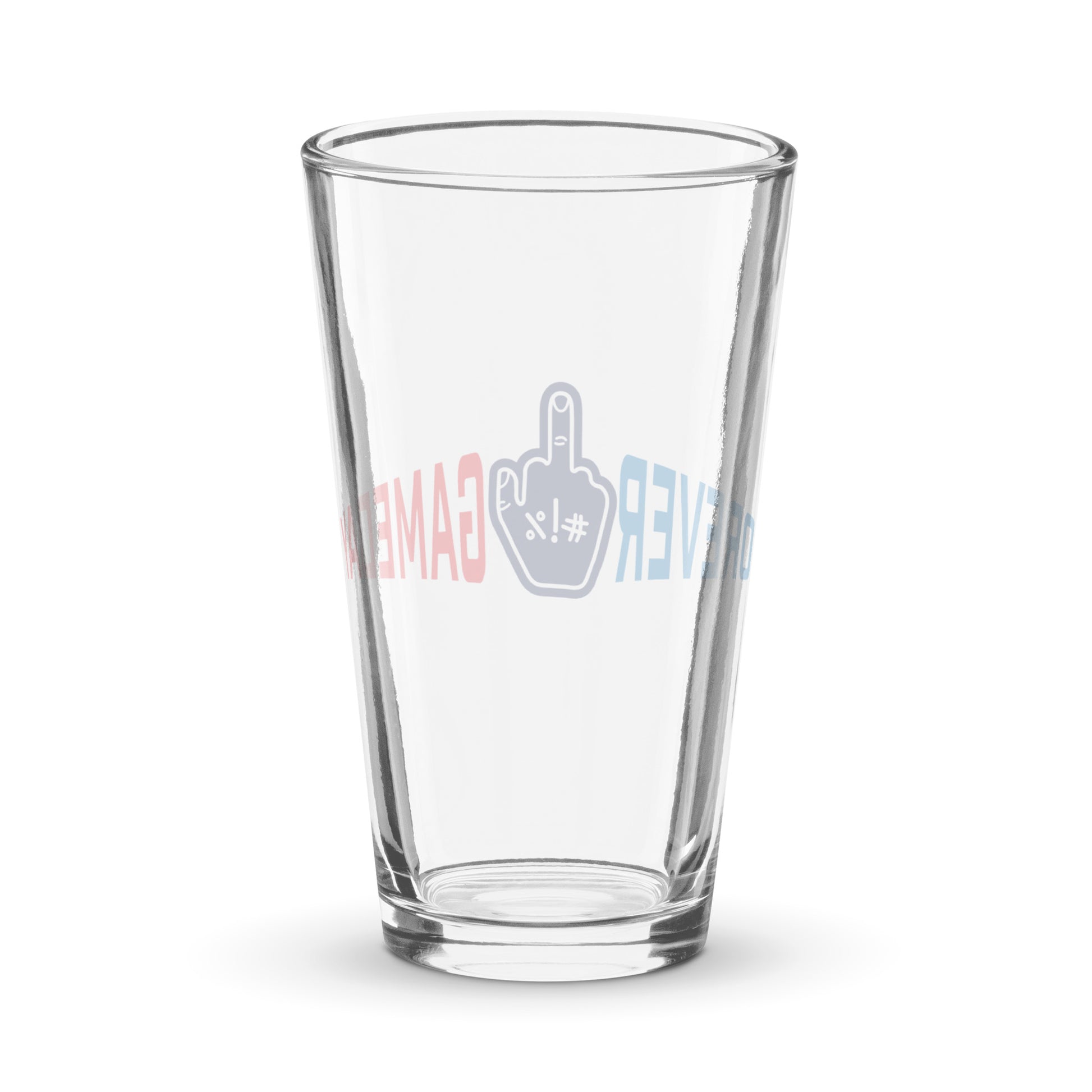 A Funny College Gameday pint glass with the Forever Game Day foam middle finger logo. Forever Game Day is a college football t-shirt store